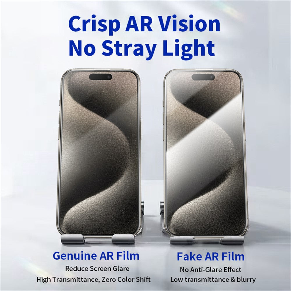 RURIHAI For iPhone 15 Pro Max Full Screen Protector AR Anti-Reflective HD Clear Tempered Glass Flim