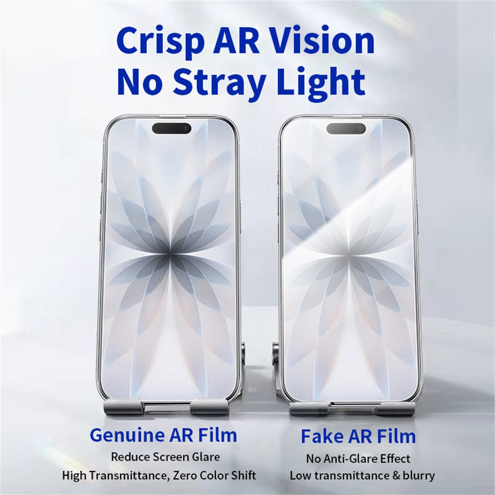 RURIHAI For iPhone 17  /  16 Pro Full Screen Protector AR Anti-Reflective HD Clear Tempered Glass Flim