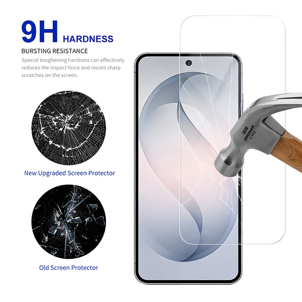 RURIHAI 10 stk. skærmbeskyttelse til Samsung Galaxy S26 FE / S25 FE, 0,26 mm, 2,5D, helt dækkende højaluminium-silikoneglasfilm (ikke helt dækkende)