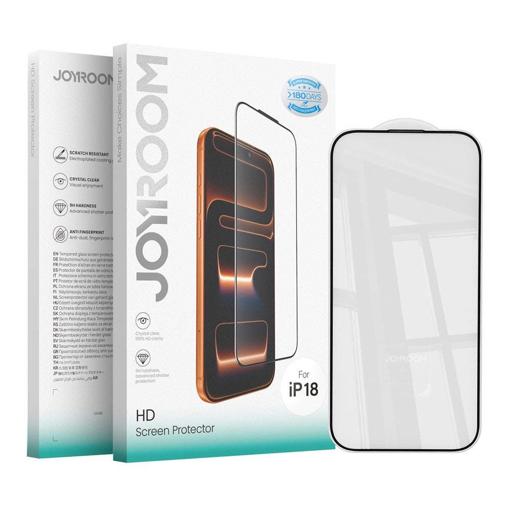 JOYROOM 18MQ11H til iPhone 18 Skærmbeskytter 2.5D Fuld Dækning Silketryk Høj Aluminium-Silicium Glas Klar Støvafvisende Film