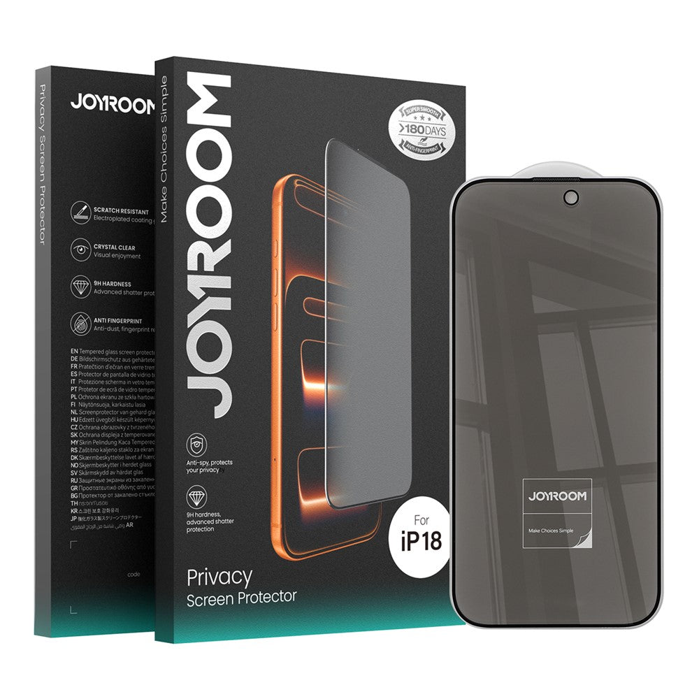 JOYROOM 18MQ11P for iPhone 18 Privacy Screen Protector 2.5D High Aluminium-Silicon Glass Full Coverage Film with Dust Shield