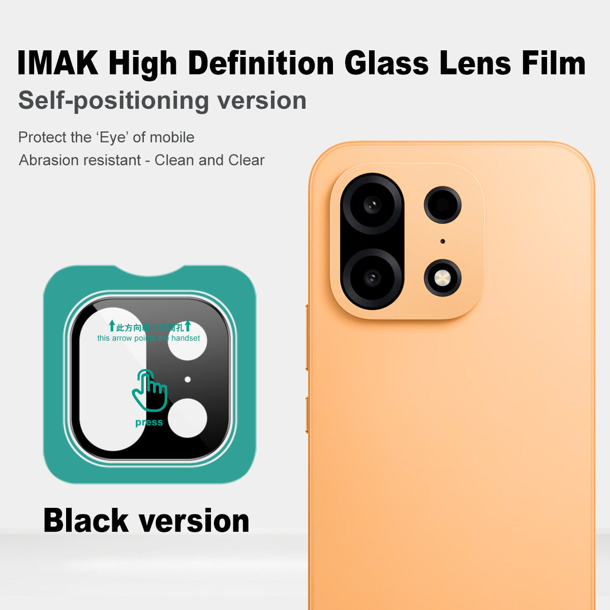 IMAK for OnePlus Turbo 6X Pro 5G Tempered Glass Full Cover Camera Lens Protector with Self Positioning Frame - Black