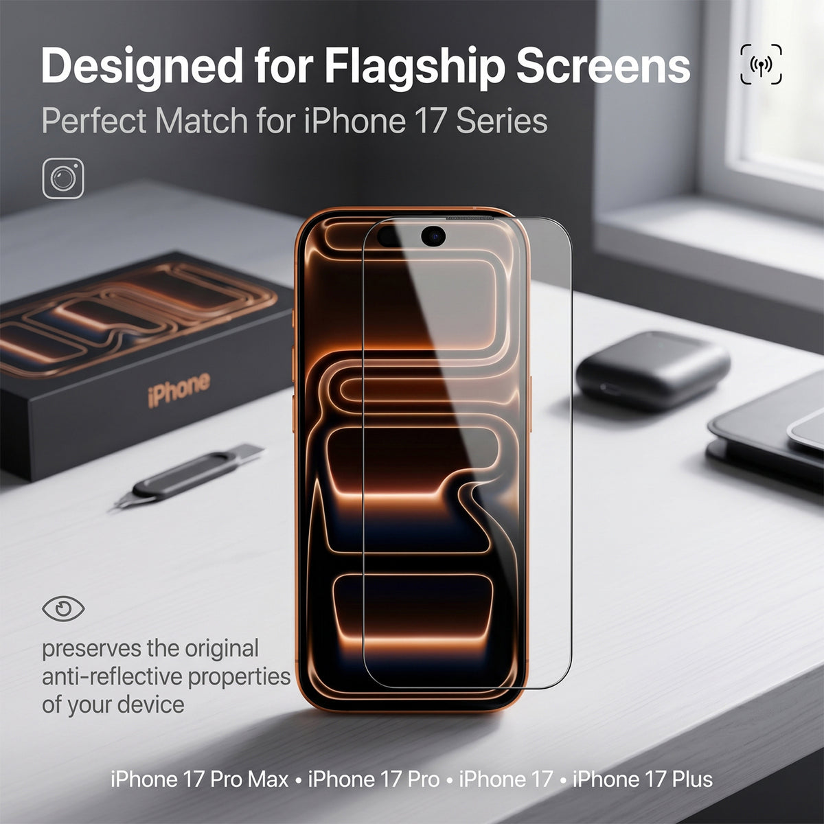 For iPhone 13 Screen Protector AR Anti-Reflective Silk Printing Clear High Aluminium-silicon Glass Film
