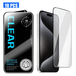For iPhone 15 Pro 10Pcs Screen Protector AR Anti-Reflection High Aluminium-silicon Glass Silk Printing Clear Film