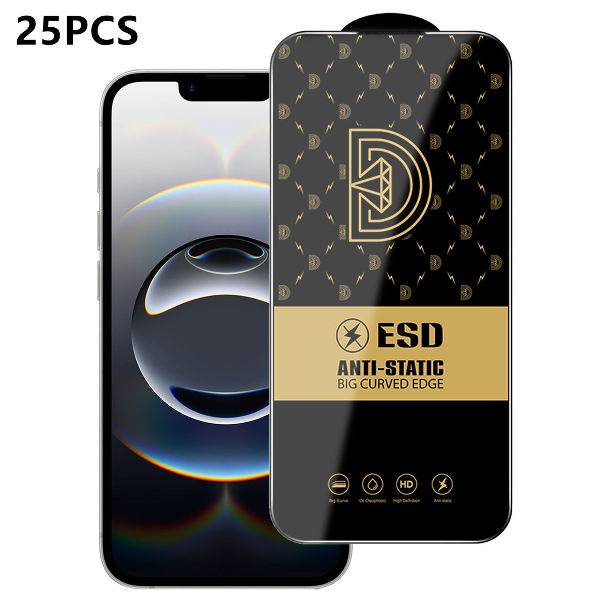 For iPhone 16e / iPhone 17e 25Pcs Screen Protector Anti-static Silk Printing Medium Alumina Glass HD Clear Film