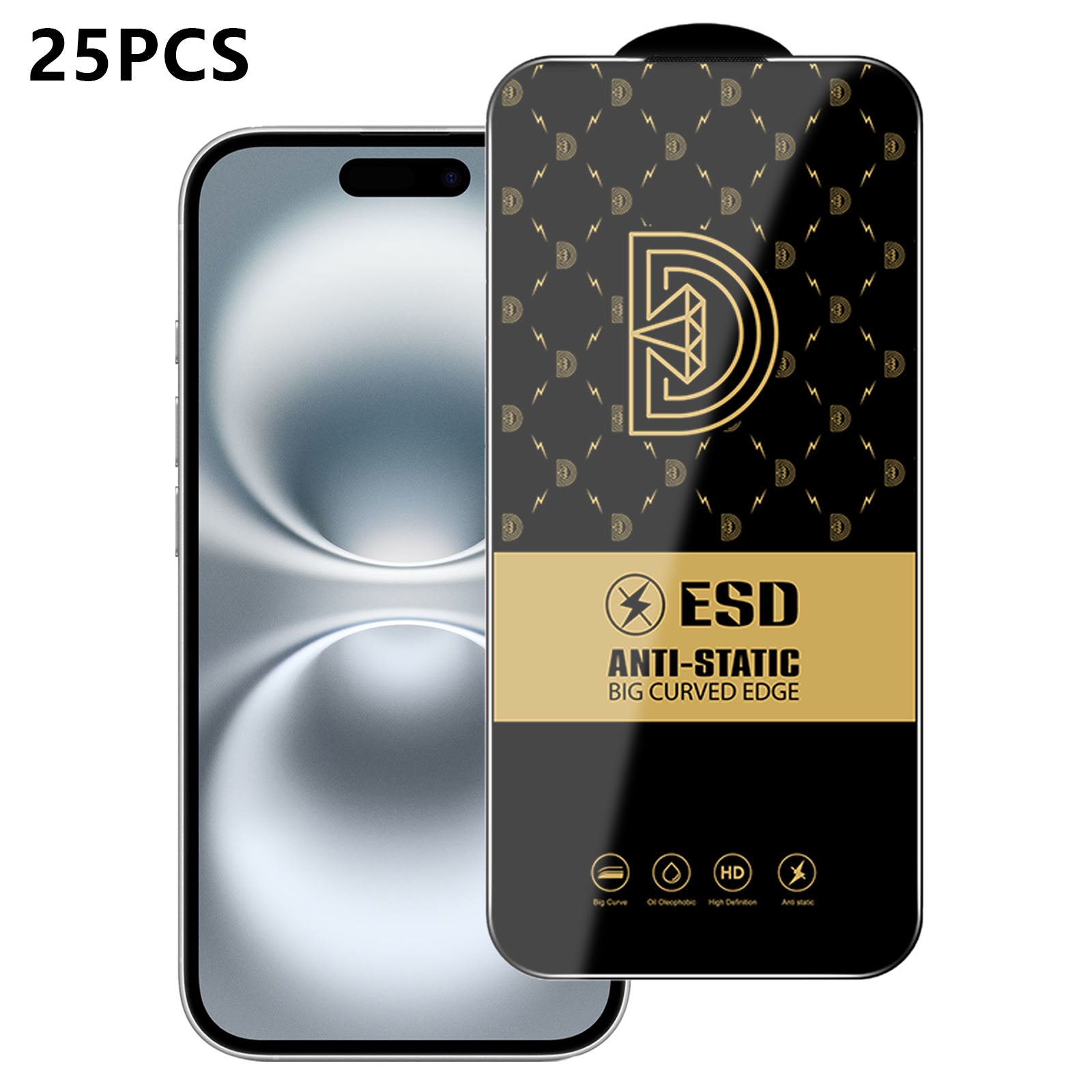 Til iPhone 16 25 stk. Skærmbeskytter Antistatisk silketryk Medium aluminiumoxidglas HD Klar film
