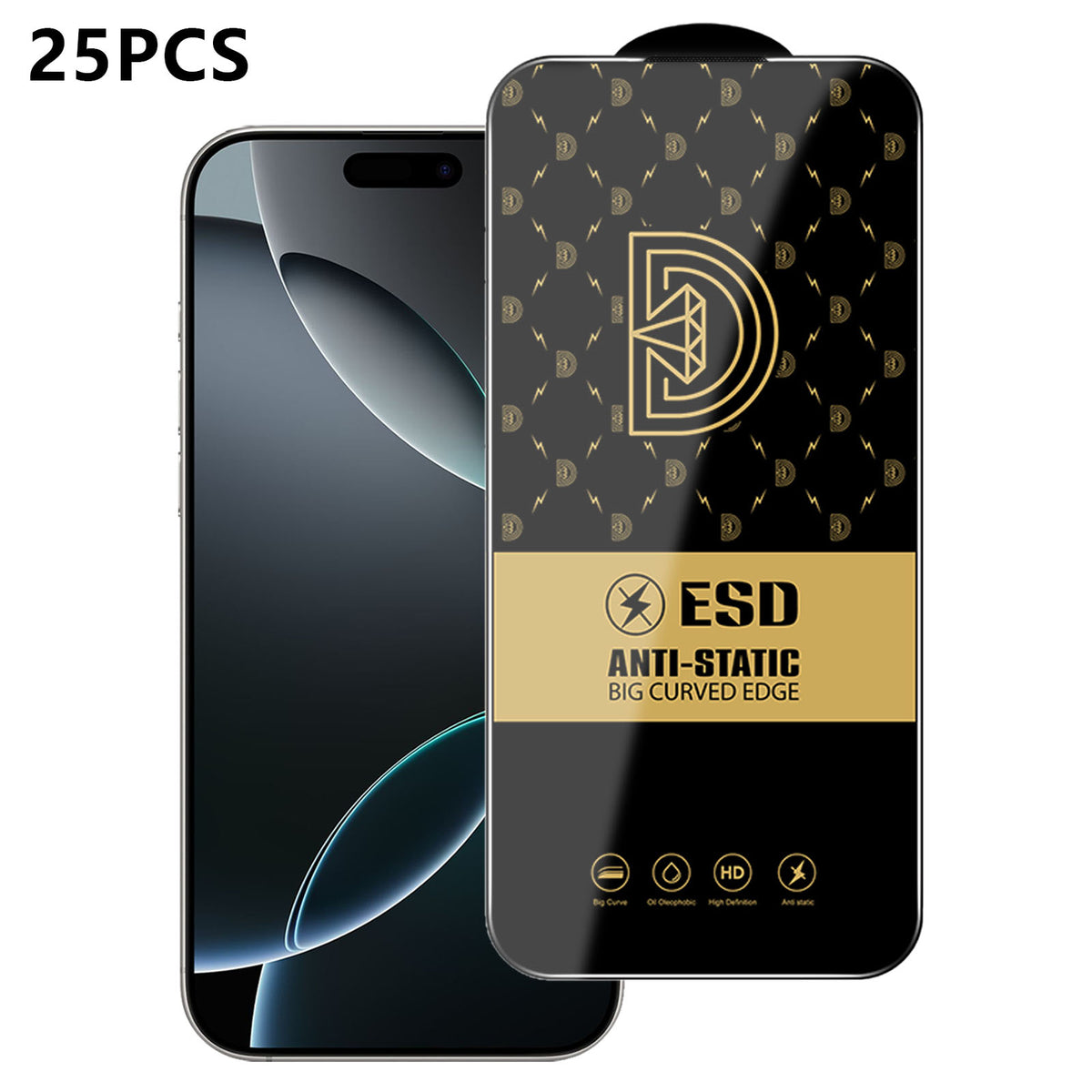 Til iPhone 16 Pro Max 25 stk. Skærmbeskytter Antistatisk silketryk Medium aluminiumoxidglas HD Klar film