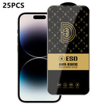 For iPhone 14 Pro Max 25Pcs Screen Protector Anti-static Silk Printing Medium Alumina Glass HD Clear Film