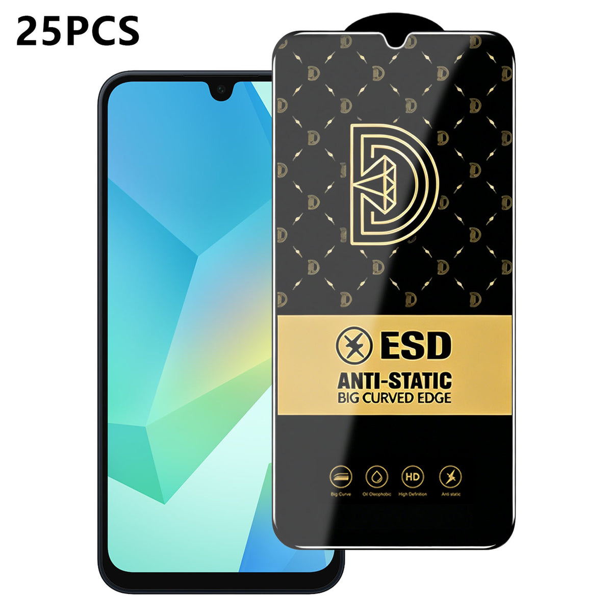 Samsung Galaxy A16 4G / Galaxy A16 5G 25 st. skärmskydd antistatiskt sidentryck medelstort aluminiumoxidglas HD klar film
