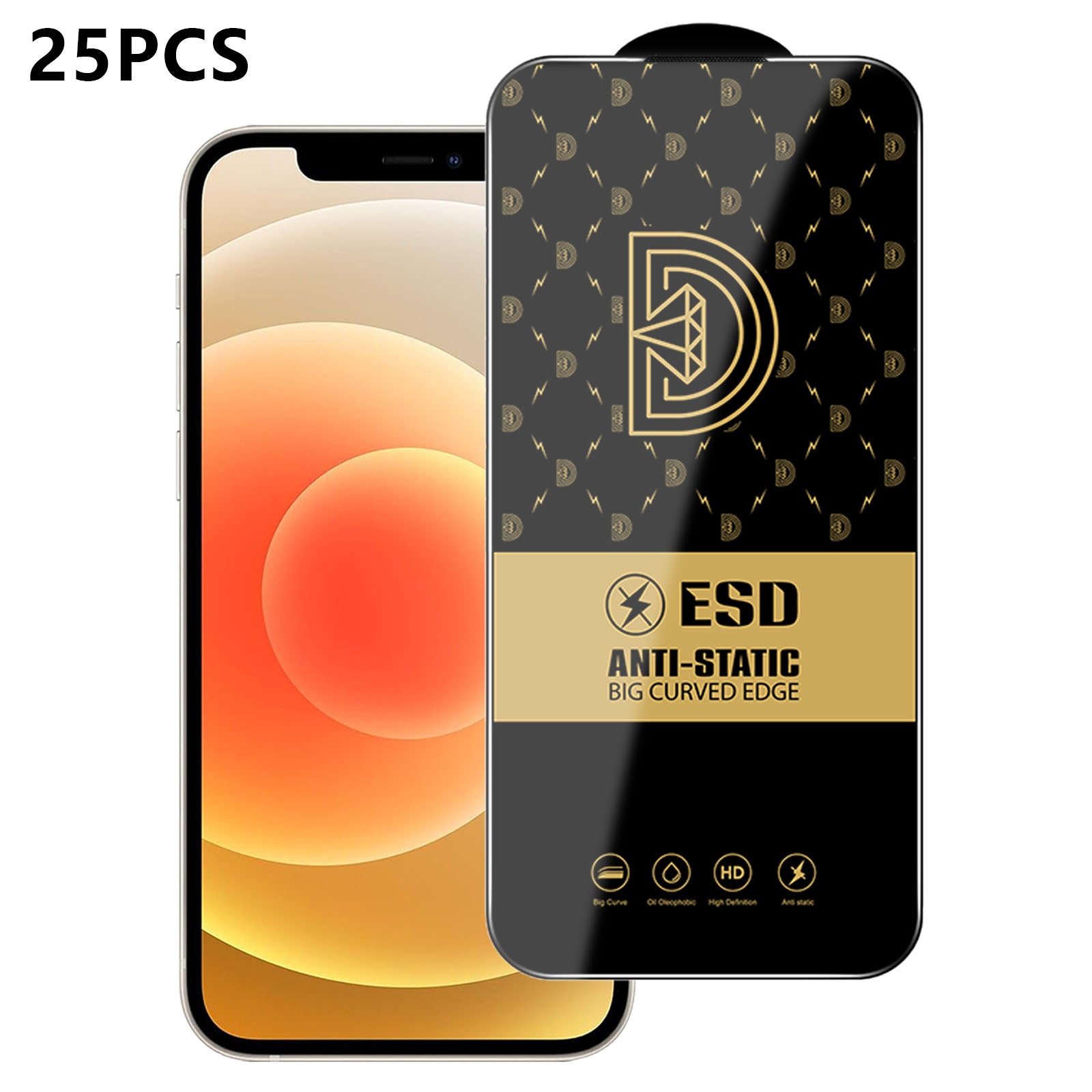 Til iPhone 12 25 Stk. Skærmbeskytter Antistatisk silketryk Medium aluminiumoxidglas HD klar film