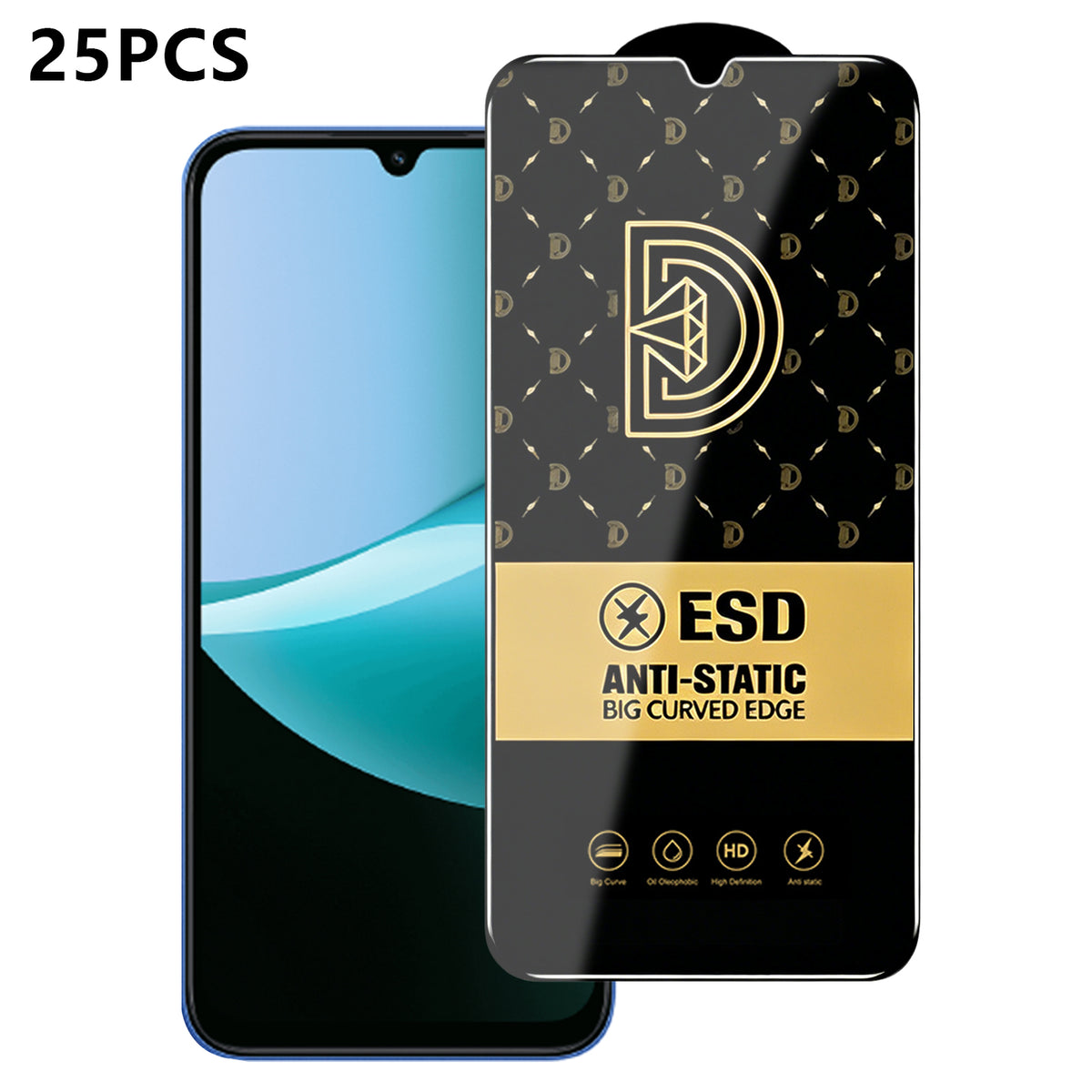 25 stk. skærmbeskyttere i antistatisk silketryk med mellemstor aluminiumoxidglas-HD-klar film til Xiaomi Redmi 15C 5G (EU) (173 mm) / Xiaomi Redmi 15C 4G (EU) (173 mm)