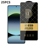 For Xiaomi Redmi Note 14 5G 25Pcs Screen Protector Anti-static Silk Printing Medium Alumina Glass HD Clear Film