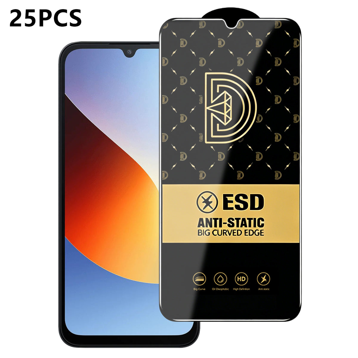 For Xiaomi Redmi A7 Pro 4G (171.56mm) 25Pcs Screen Protector Anti-static Silk Printing Medium Alumina Glass HD Clear Film