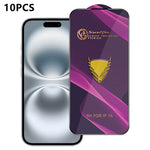 For iPhone 16 10Pcs Screen Protector Full Cover Anti-Static Clear High Aluminium-silicon Glass Film