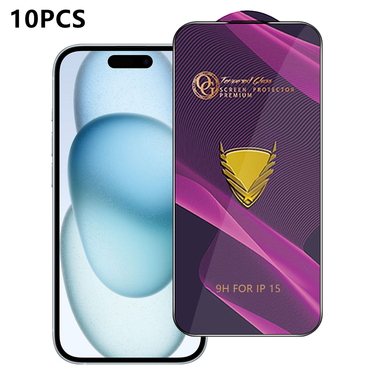 For iPhone 15 10Pcs Screen Protector Full Cover Anti-Static Clear High Aluminium-silicon Glass Film