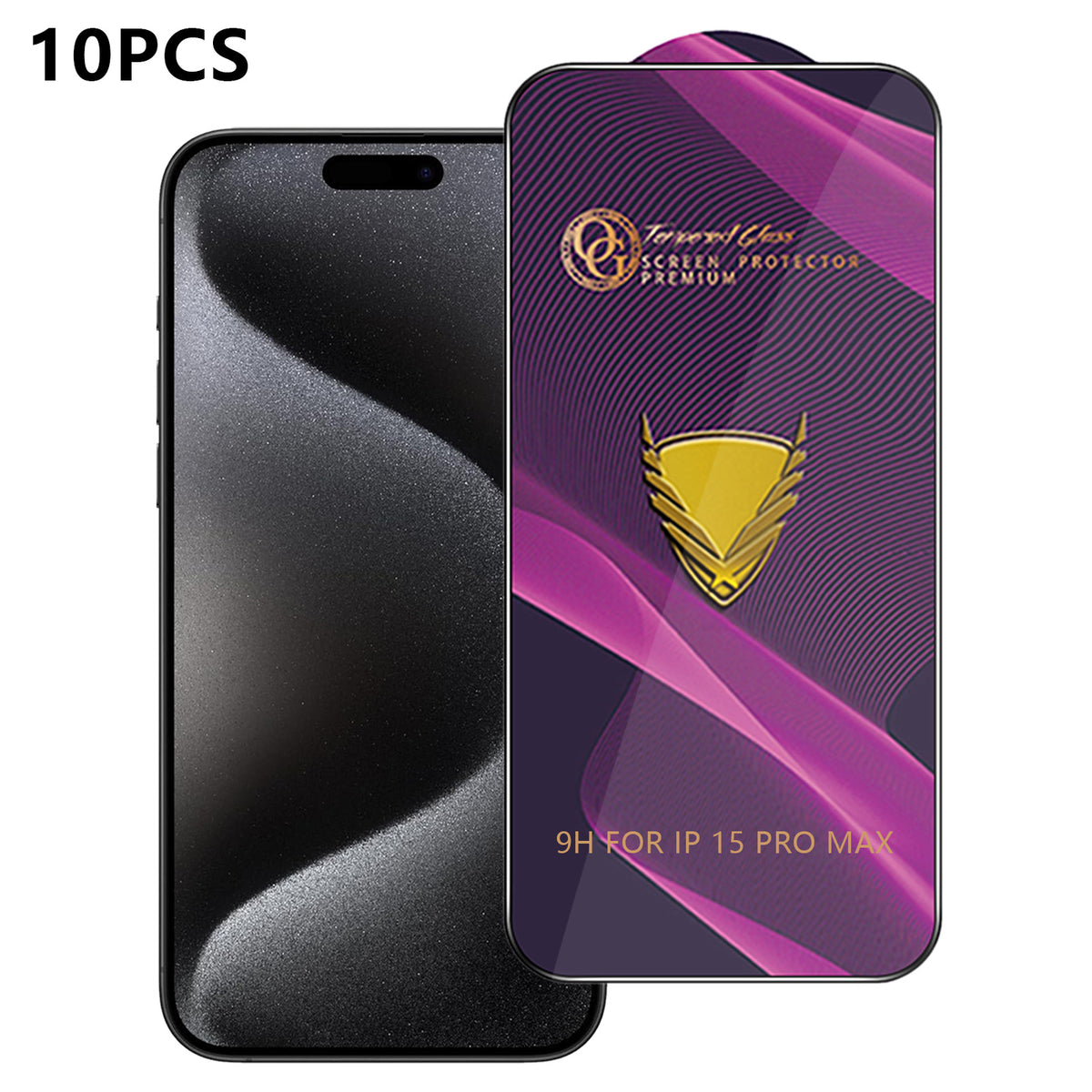 For iPhone 15 Pro Max 10Pcs Screen Protector Full Cover Anti-Static Clear High Aluminium-silicon Glass Film