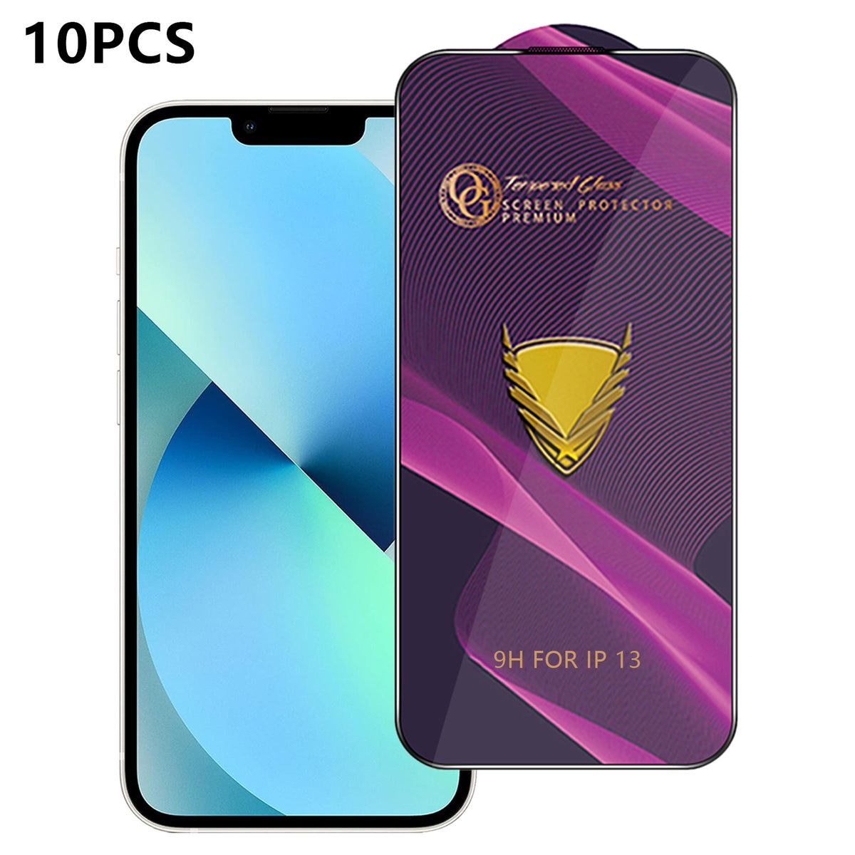 For iPhone 13 10Pcs Screen Protector Full Cover Anti-Static Clear High Aluminium-silicon Glass Film
