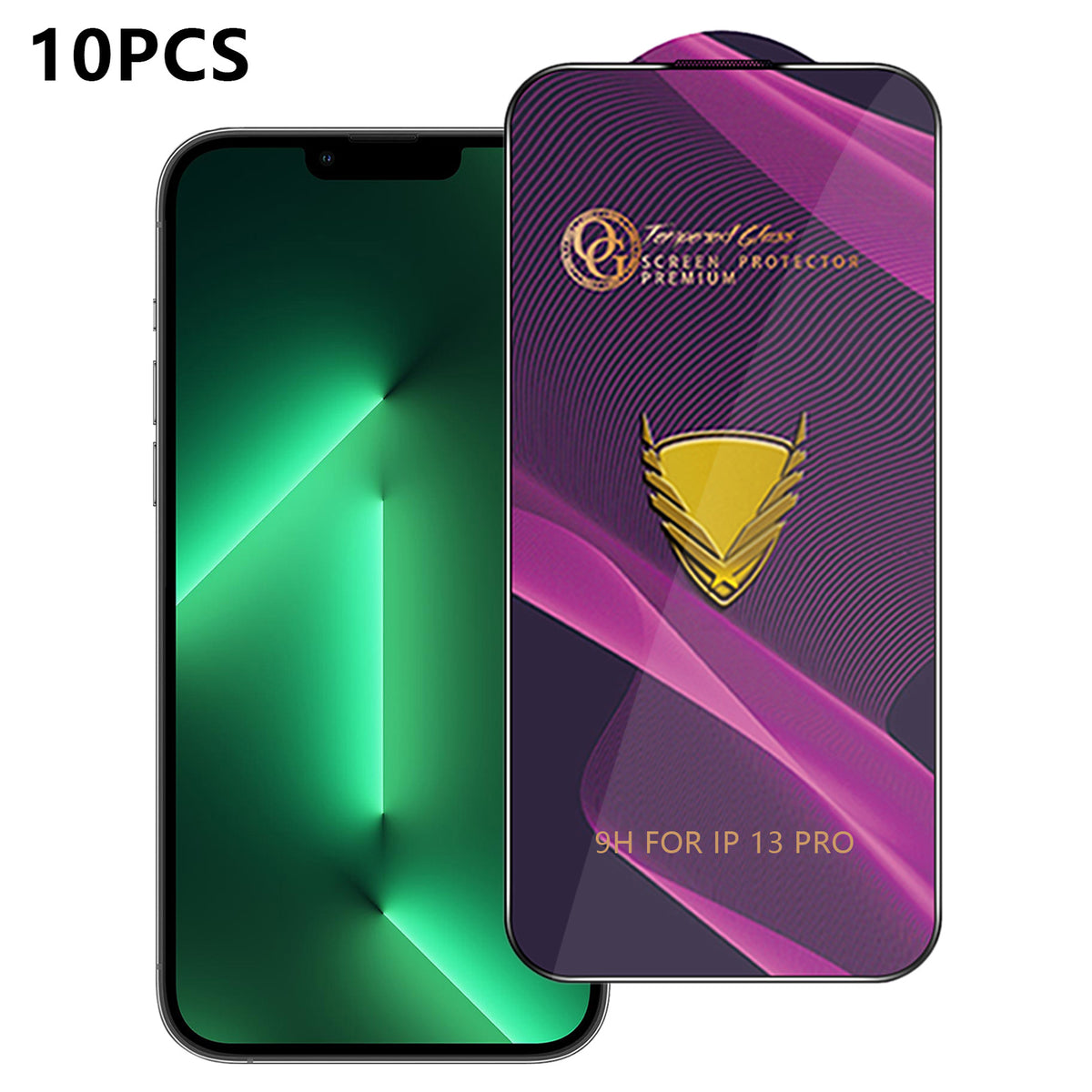 For iPhone 13 Pro 10Pcs Screen Protector Full Cover Anti-Static Clear High Aluminium-silicon Glass Film