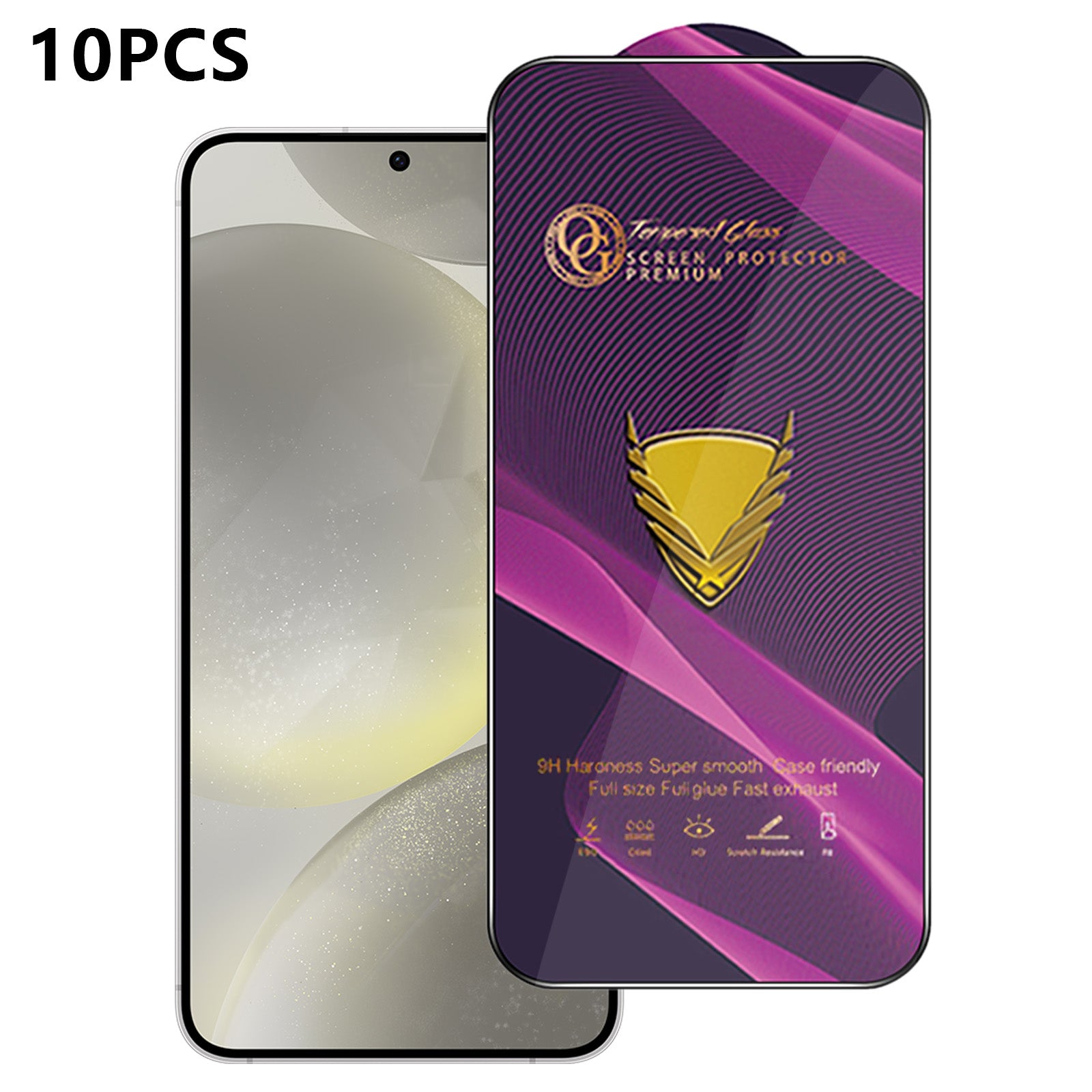 For Samsung Galaxy S24+ 10Pcs Screen Protector Full Cover Anti-Static Clear High Aluminium-silicon Glass Film