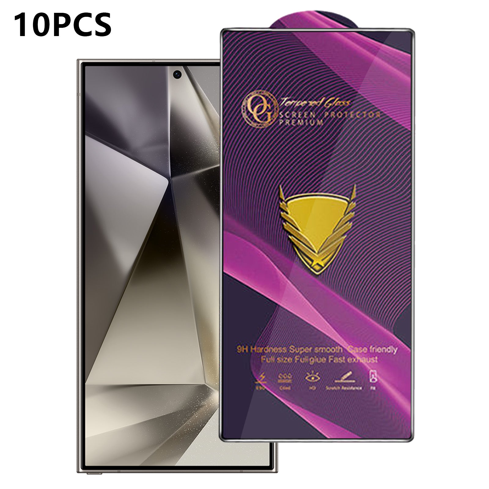 For Samsung Galaxy S24 Ultra 10Pcs Screen Protector Full Cover Anti-Static Clear High Aluminium-silicon Glass Film