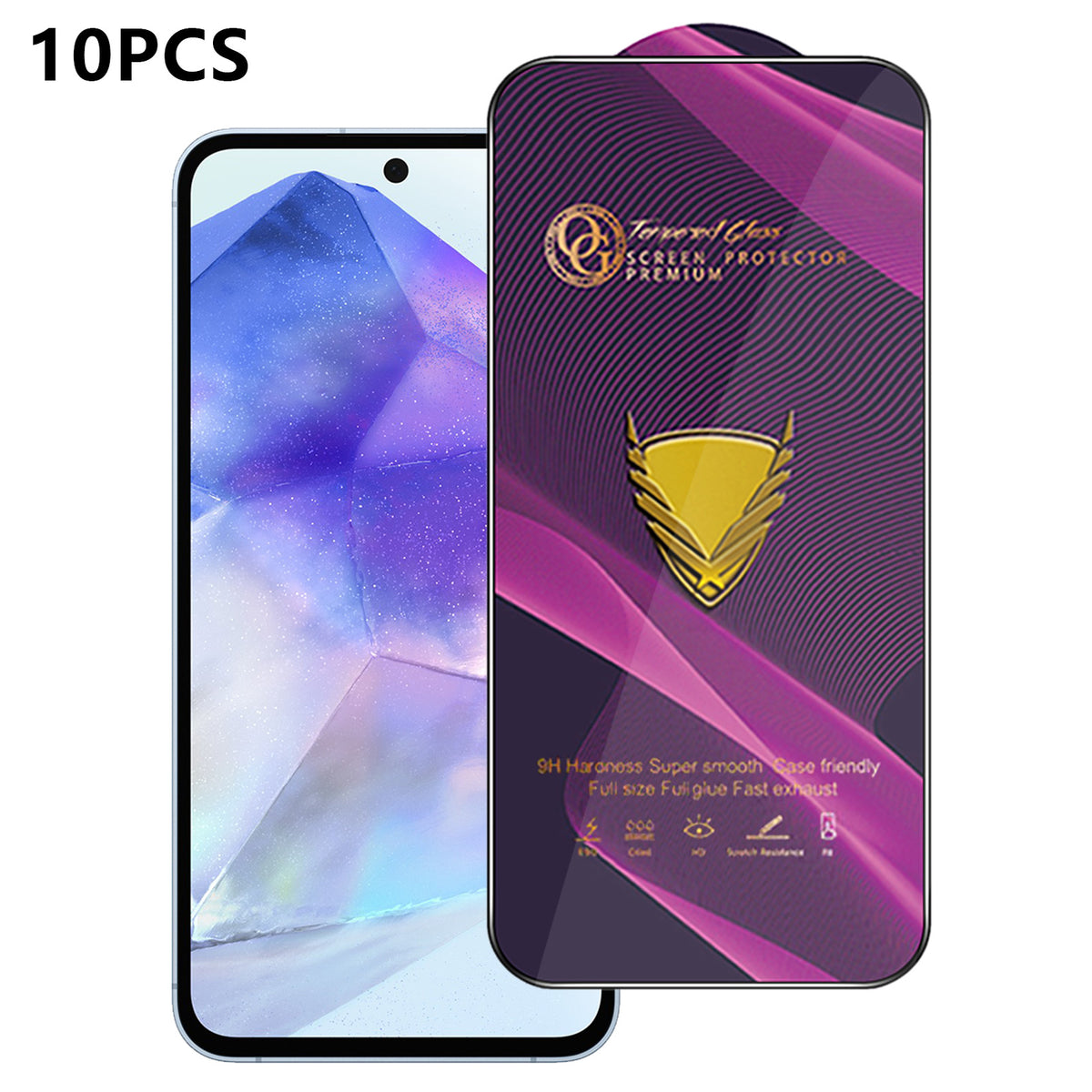 For Samsung Galaxy A55 5G 10Pcs Screen Protector Full Cover Anti-Static Clear High Aluminium-silicon Glass Film