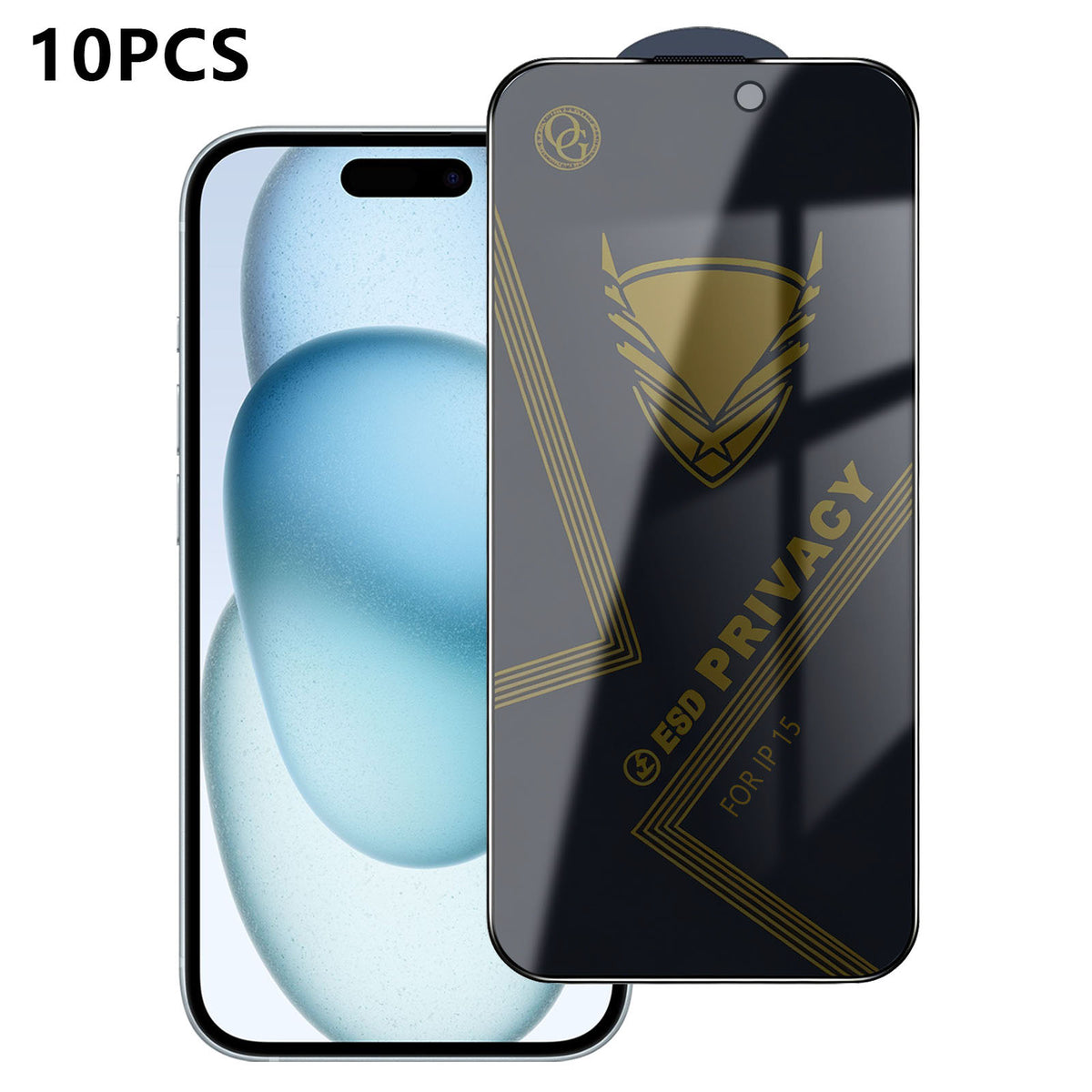 Til iPhone 15 10 stk. Privacy Skærmbeskytter 28° Anti-Spion Anti-Statisk Høj Aluminium-silicium Glasfilm