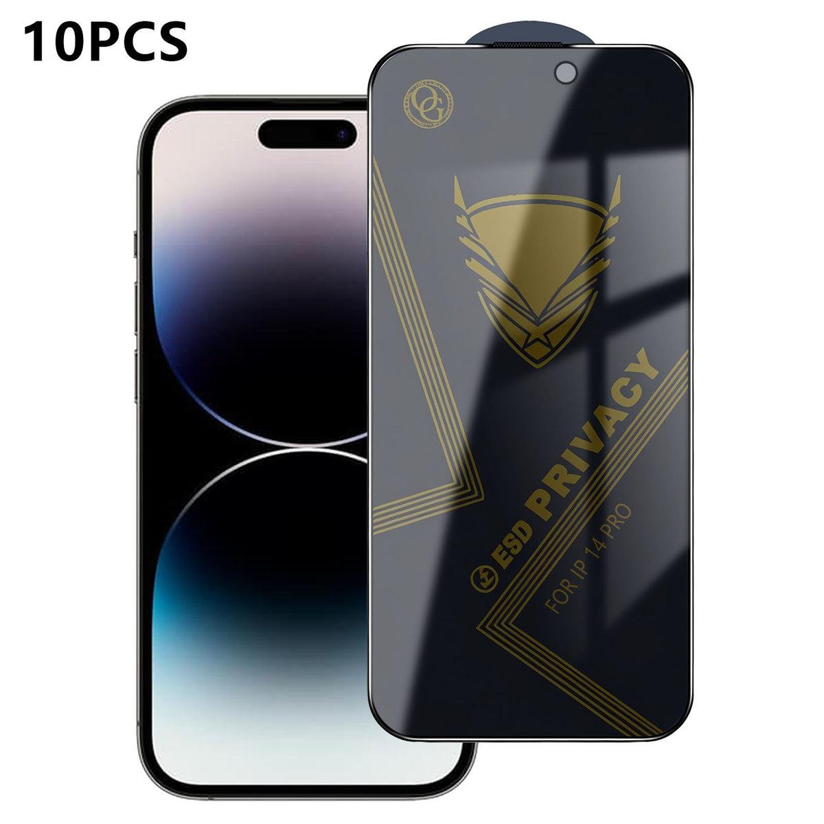 For iPhone 14 Pro 10 stk. Beskyttelsesfilm til skærm med 28° anti-spion og antistatiske egenskaber i glasfilm af høj aluminium-silicium