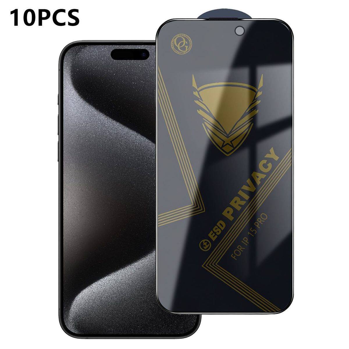 For iPhone 15 Pro 10Pcs Privacy Screen Protector 28° Anti-Spy Anti-Static High Aluminum-silicon Glass Film