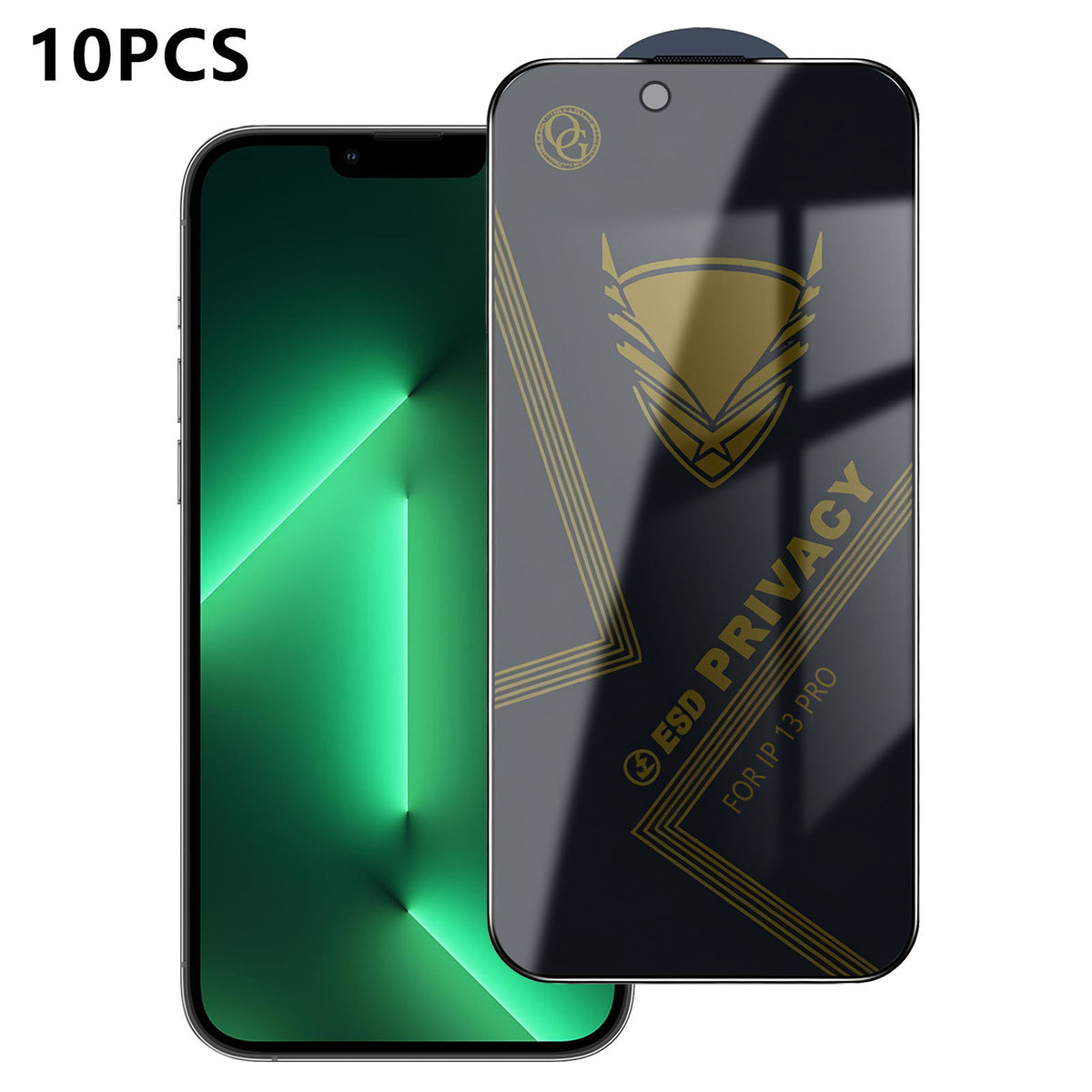 For iPhone 13 Pro 10 stk. fortrolighedsskærmbeskytter 28° anti-spion antistatisk film af aluminiumsilikatglas