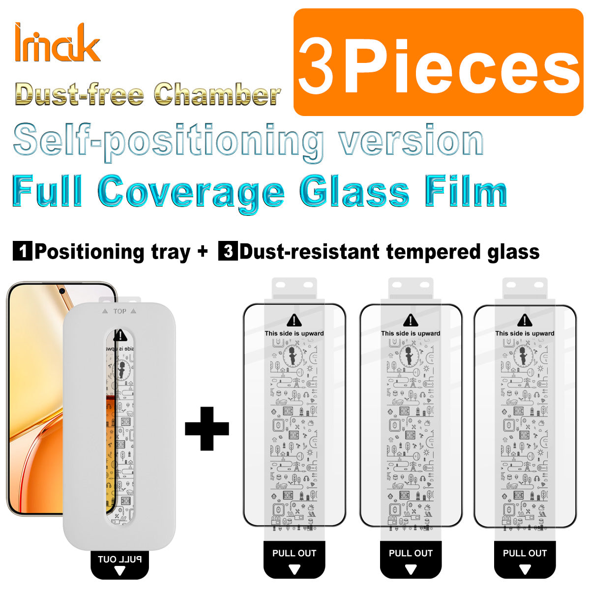 IMAK for Honor X80 Pro Max 5G 3Pcs Tempered Glass Full Screen Protector Full Glue Film with Dust-free Installation Tool (Fingerprint Unlock)