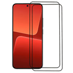2 stk./sæt silketryksskærmbeskyttelse til Xiaomi 13 5G, hærdet glas med sort kant, fuldt dækkende lim, anti-fingeraftryk, fuldt dækkende film
