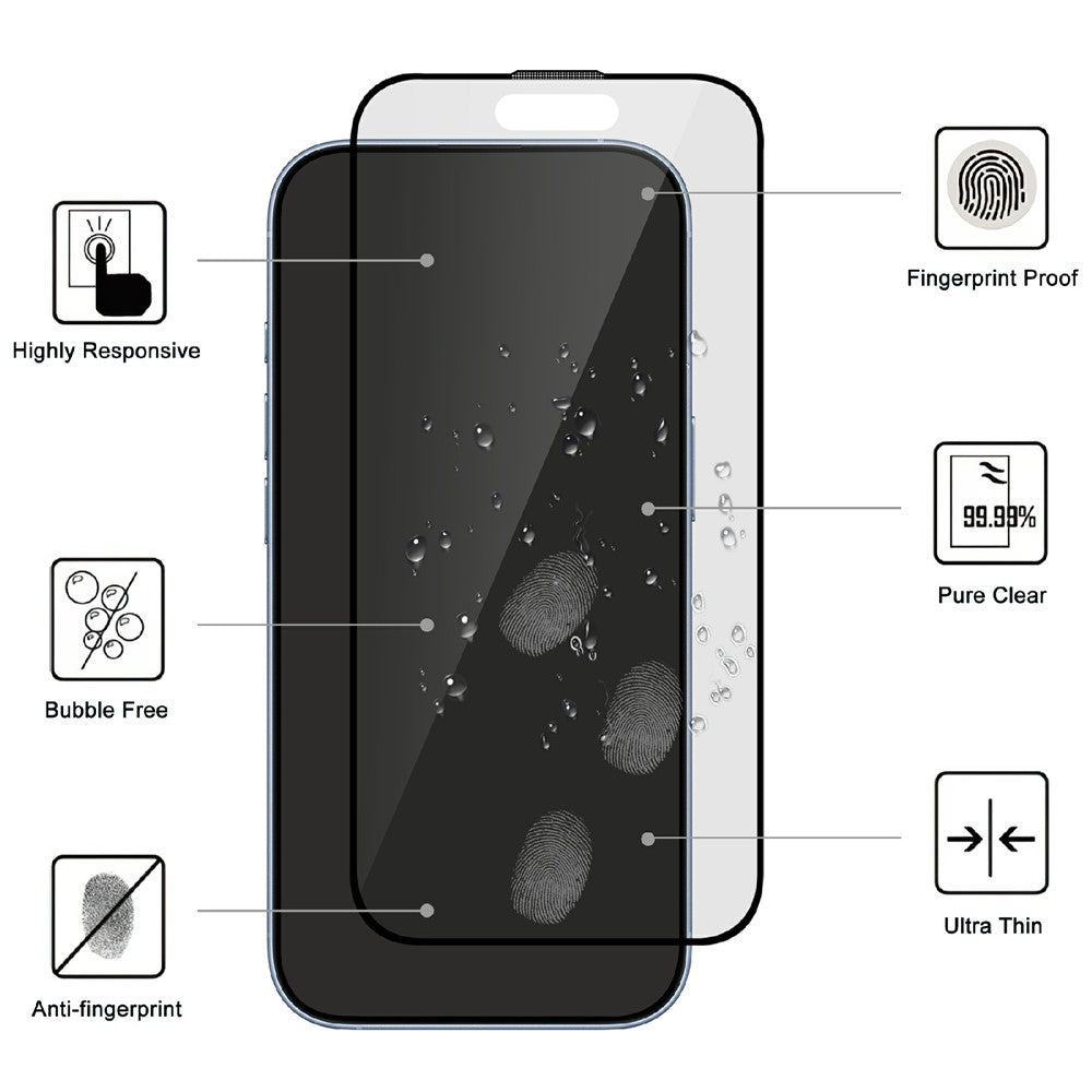 For iPhone 16 AGC Glass Screen Protector Silk Printing Matte Full Glue Full Cover Film