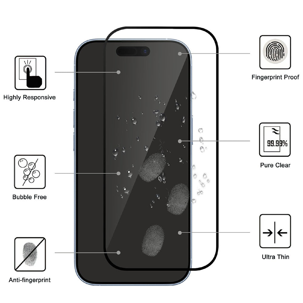 For iPhone 18 Pro Max AGC Tempered Glass with Black Edge Full Glue Full Coverage Screen Protector