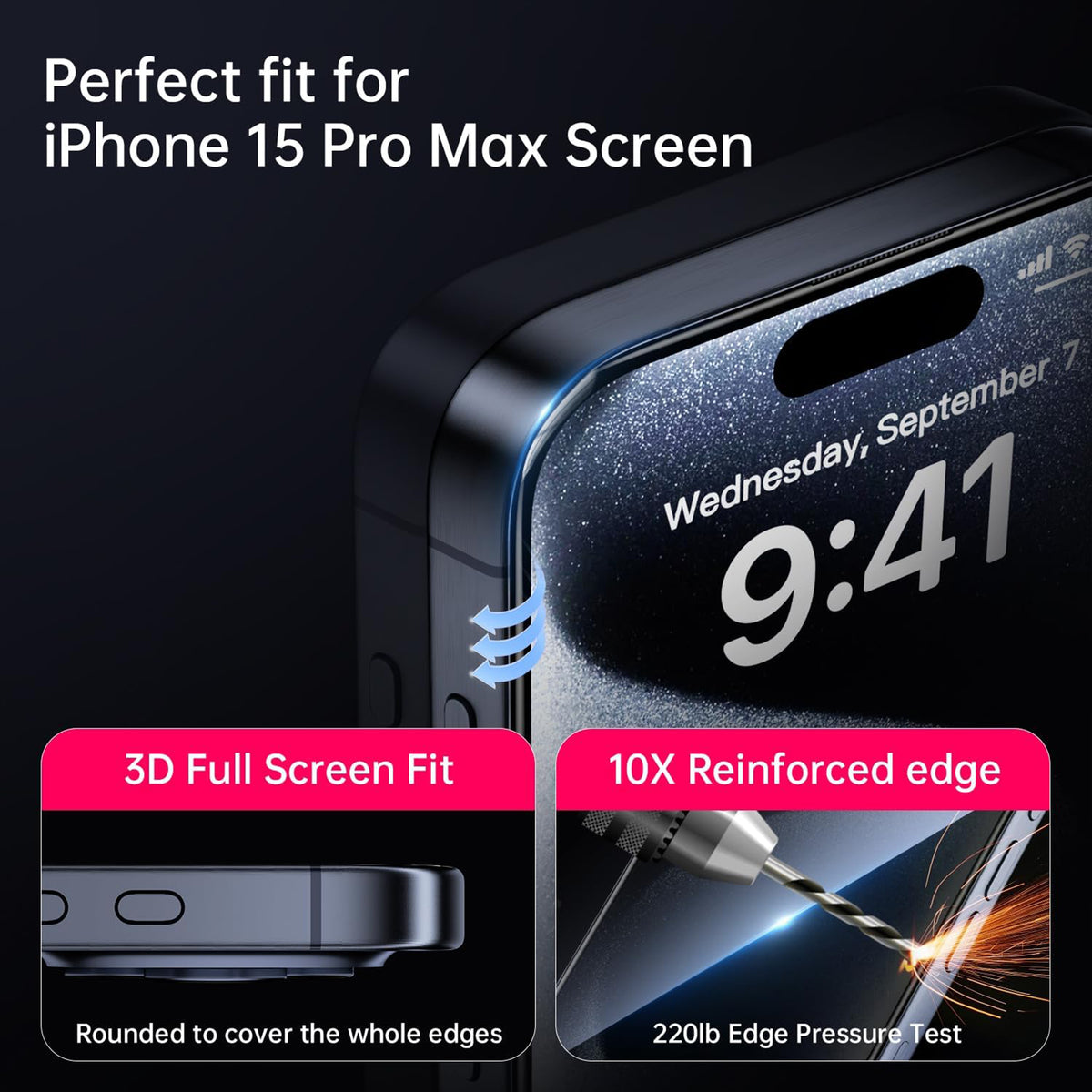 For iPhone 18 HD Full Screen Protector Silk Printing Black Edge High Aluminium-silicon Glass Film