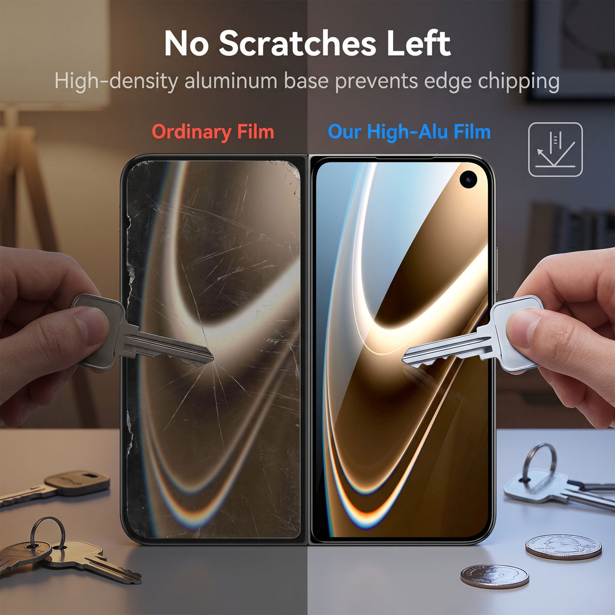 For iPhone Fold HD Full Screen Protector Silk Printing Black Edge High Aluminium-silicon Glass Film
