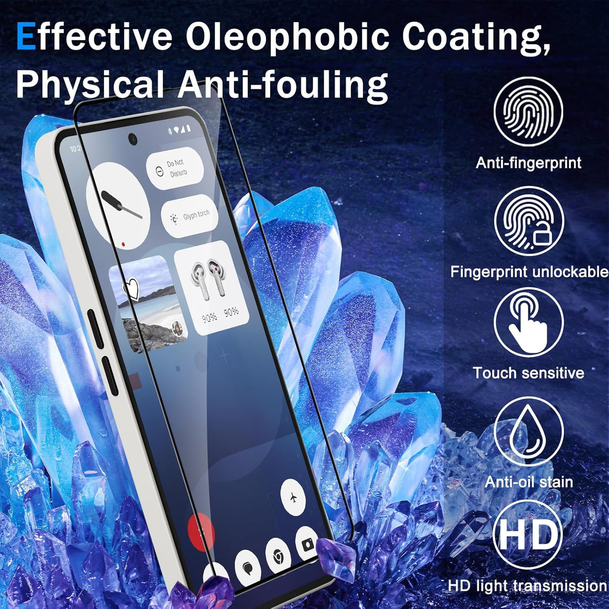 For Nothing Phone (4b) HD Full Screen Protector Silk Printing Black Edge High Aluminium-silicon Glass Film