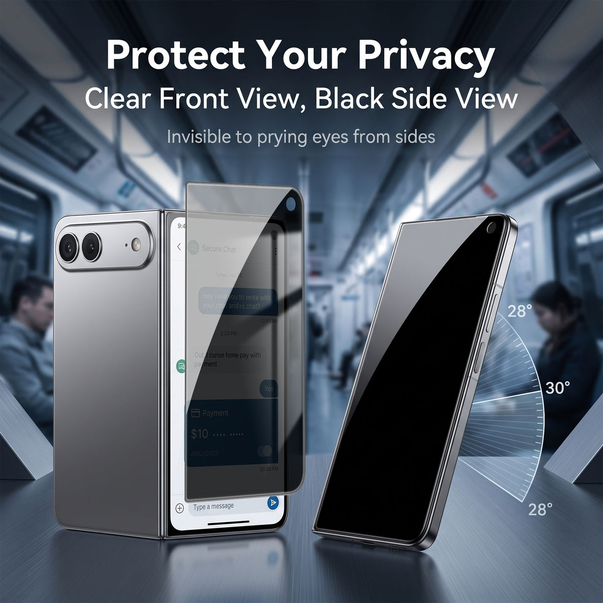 Til iPhone Fold Anti-spion Privatliv Fuld Skærmbeskytter Sort Kant Høj Aluminium-silicium Glasfilm