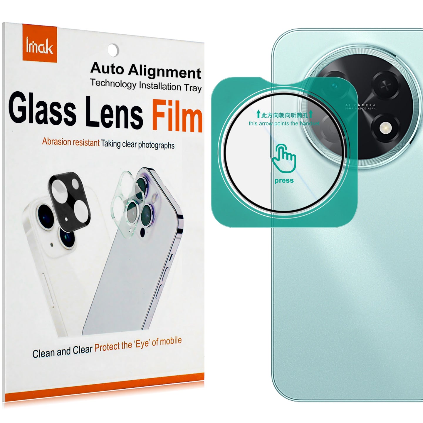 IMAK för Huawei Enjoy 90 Pro Max / Huawei nova 15 Max Kameralinsskydd Härdat Glas Heltäckande Linsfilm med Självpositionerande Ram - Transparent