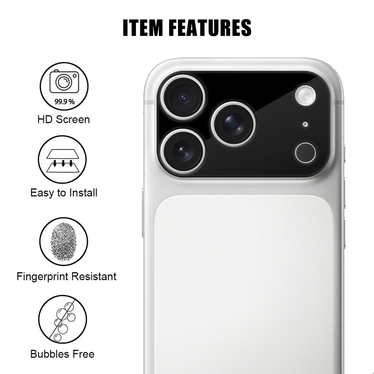 Til iPhone 18 Pro Max Fuld Dækning Kameraglasbeskytter Silketryk HD Anti Fingeraftryk AR Hærdet Glas Linsefilm