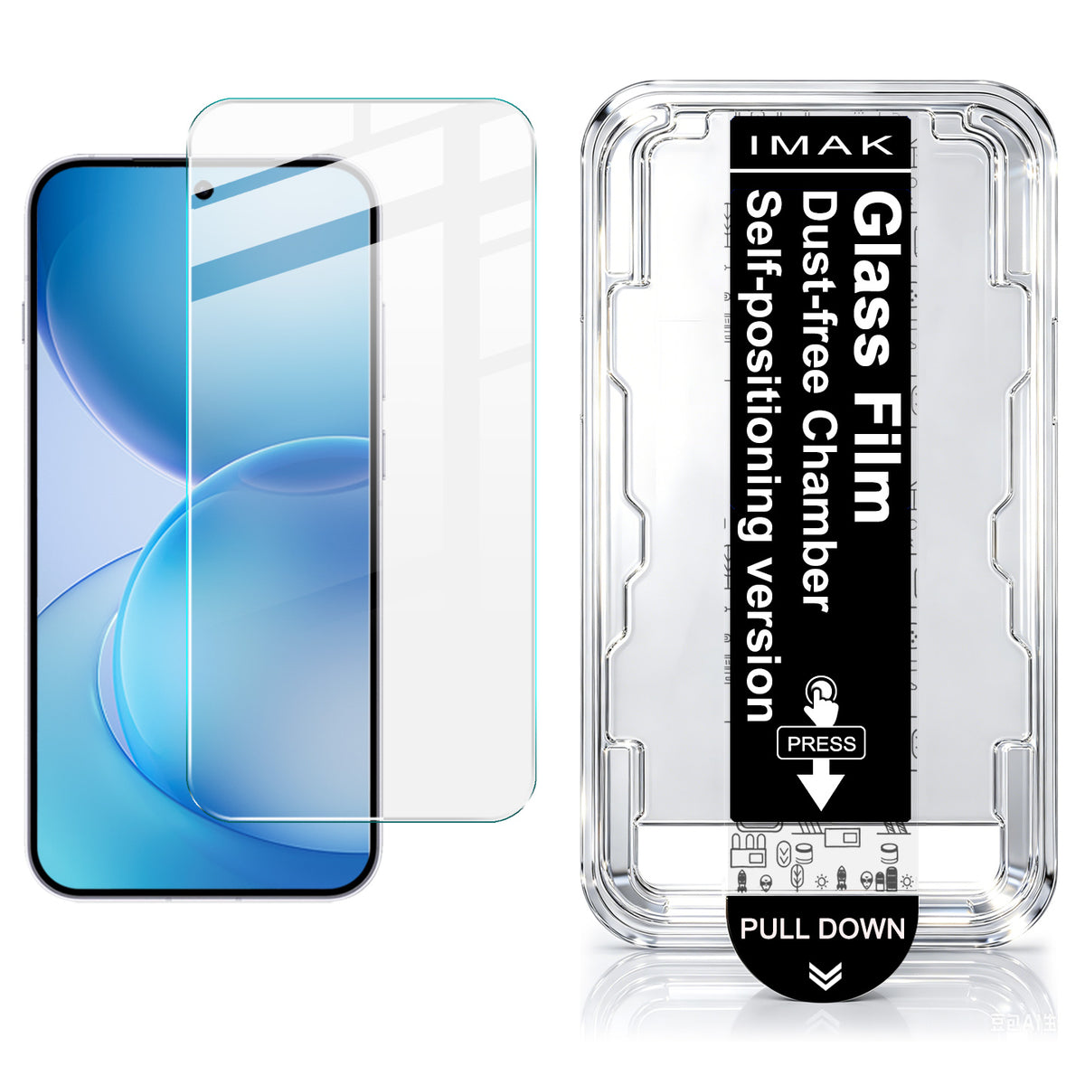 IMAK for Oppo Reno16 Pro 5G (Global) / Oppo Reno16 5G (Global) H Series Tempered Glass Screen Protector Film with Dust-free Installation Tool - Transparent (NOT Complete Covering) (Fingerprint Unlock)