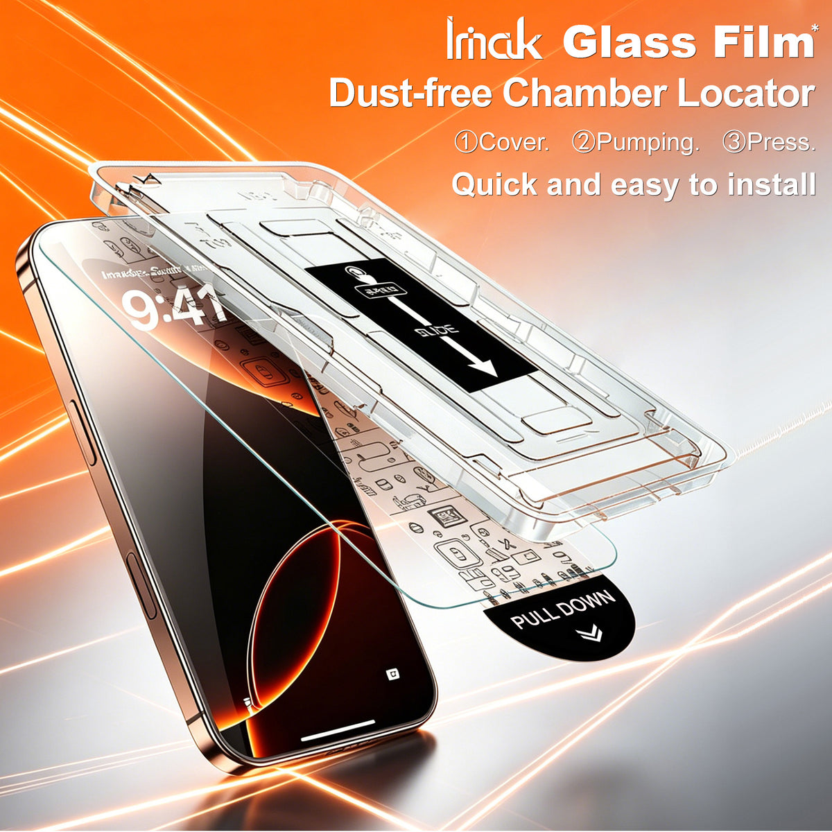 IMAK for Oppo Reno16 Pro 5G (Global) / Oppo Reno16 5G (Global) H Series Tempered Glass Screen Protector Film with Dust-free Installation Tool - Transparent (NOT Complete Covering) (Fingerprint Unlock)