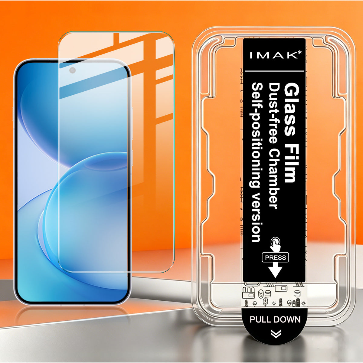 IMAK for Oppo Reno16 Pro 5G (Global) / Oppo Reno16 5G (Global) H Series Tempered Glass Screen Protector Film with Dust-free Installation Tool - Transparent (NOT Complete Covering) (Fingerprint Unlock)