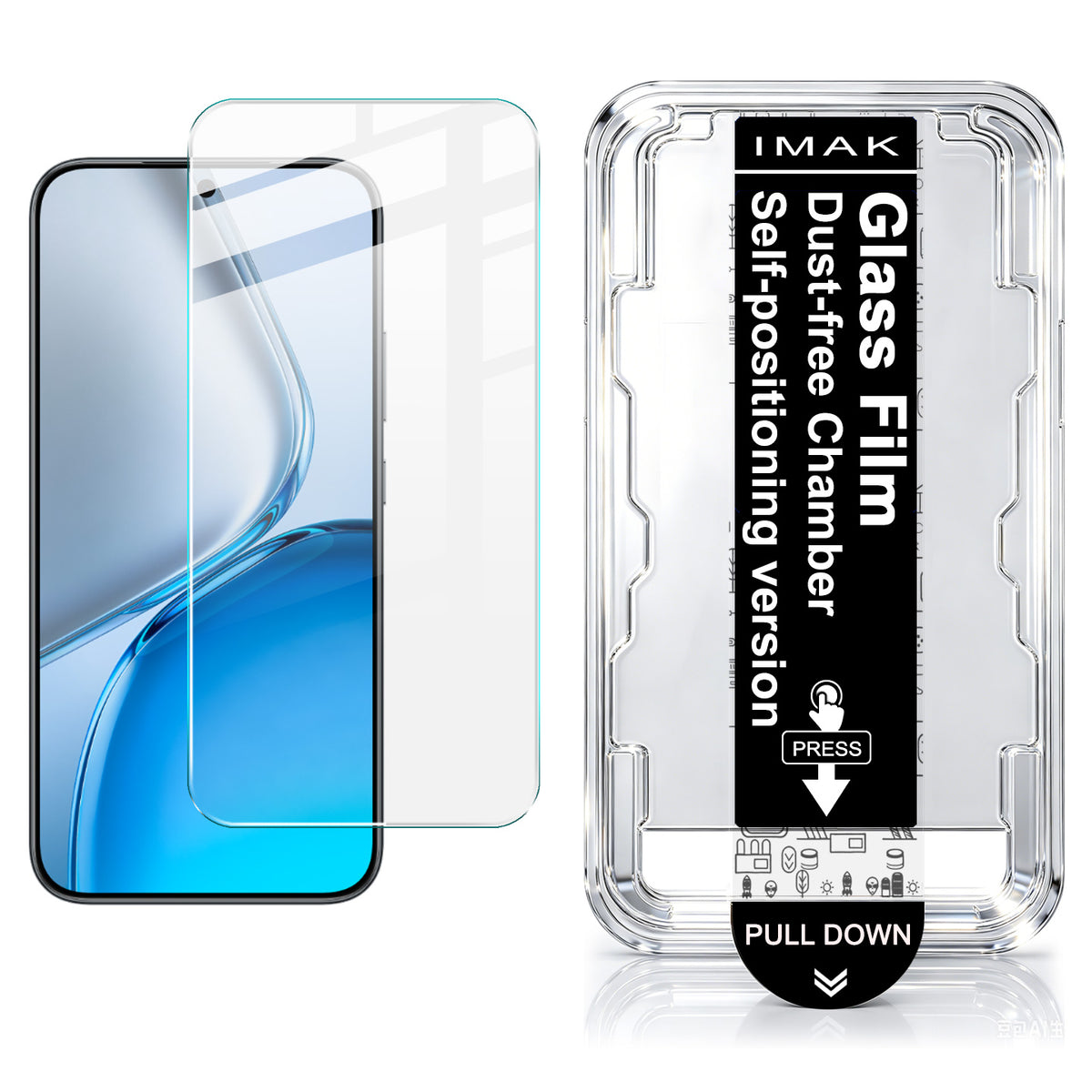 IMAK H-serien skærmbeskyttelsesfilm i hærdet glas til Honor X80 Pro Max 5G med støvfri monteringsværktøj - transparent (IKKE fuld dækning) (fingeraftryksblokering)