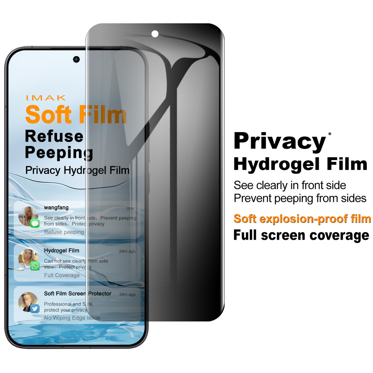 IMAK for Xiaomi Redmi Turbo 5 Max 5G / Xiaomi Poco X8 Pro Max 5G / Xiaomi Redmi K80 Ultra 5G / Xiaomi Redmi K90 Ultra 5G / Xiaomi Redmi K90 Max 5G / Xiaomi 17T Pro Privacy Hydrogel Film III Anti-Spy Soft TPU Full Screen Protector (Fingerprint Unlock)