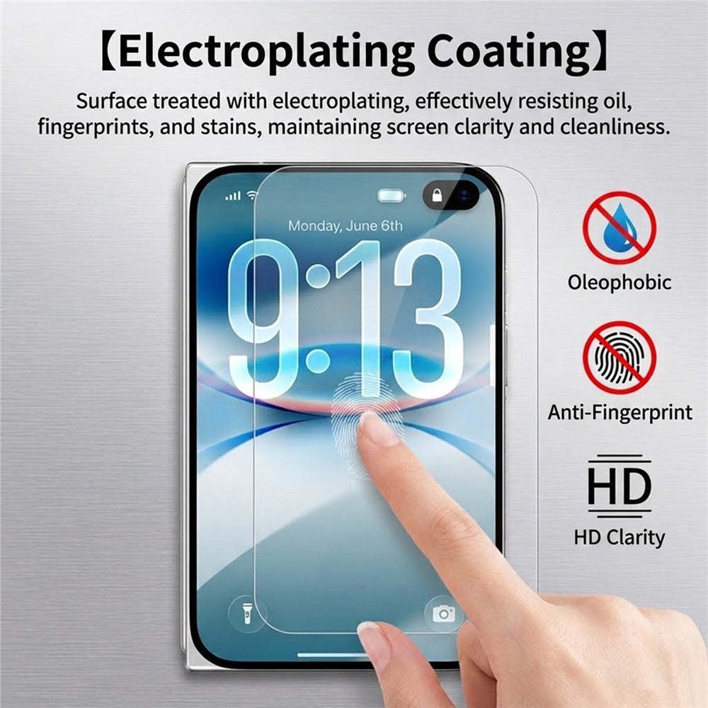 For iPhone Fold Screen Protector 2.5D Arc Edge High Aluminum-Silicon Glass Film with Electroplated Coating High Transparency (Not Full Cover)