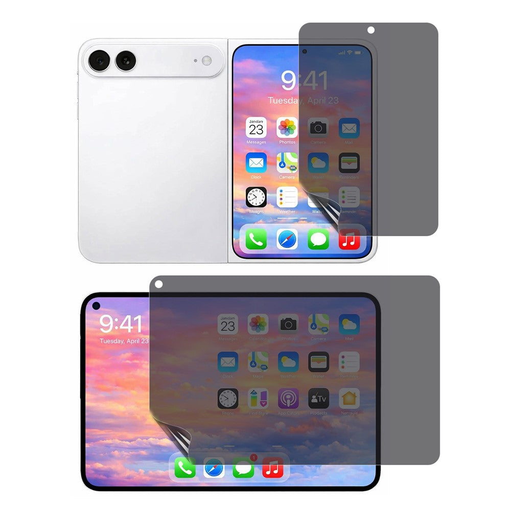 For iPhone Fold Privacy Hydrogel Screen Protector 180-Degree Anti Spy Front  /  Back PET + TPU Films