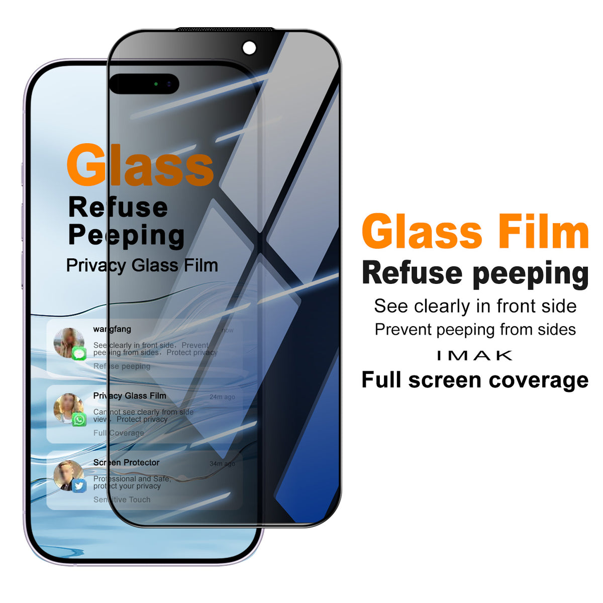 IMAK for iPhone 18 Pro / iPhone 18 Anti-Spy Tempered Glass Screen Protector Full Coverage