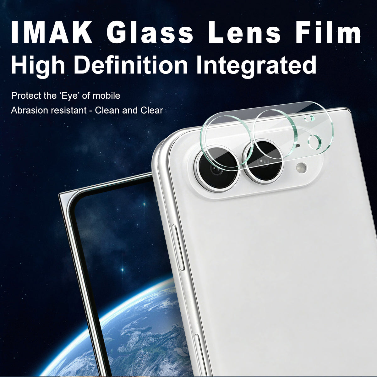 IMAK for iPhone Fold Tempered Glass Full Cover Camera Lens Protector + Acrylic Lens Cap