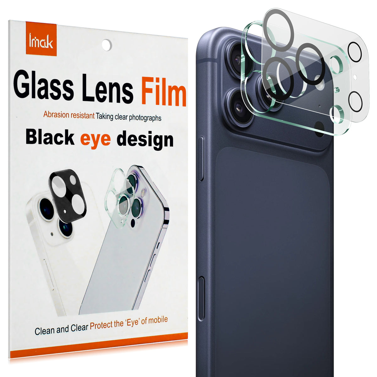IMAK for iPhone 18 Pro Max Tempered Glass Camera Lens Protector Acrylic Lens Cap (Black Circle Design)