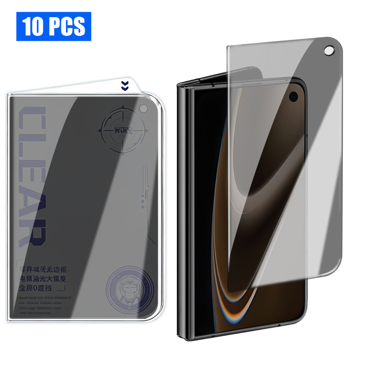 For iPhone Fold 10Pcs Anti Spy Screen Protector 3D Round Edge Full Coverage Tempered Glass Film